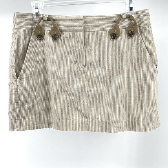 BCBGMaxazria Trouser Skirt Women's Size 6 Mini Tan Pin Striped Y2K Preppy - Picture 1 of 8
